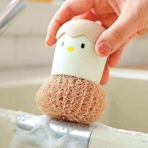Cute Eggshell Dish Scrub Brush with Ergonomic Grip