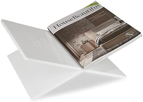 Honygebia White Acrylic Book Stand - Cross Frame Holder for Display Reading