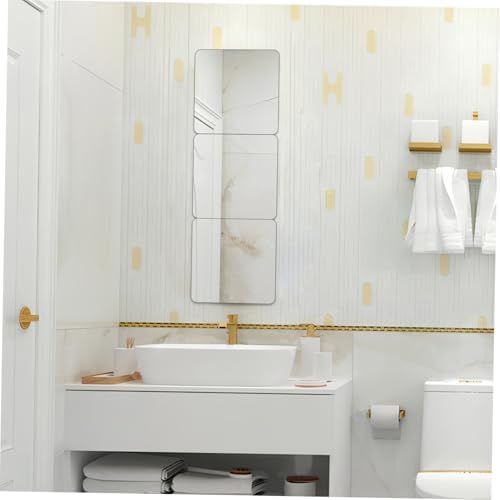 Mobestech 4 Pack Self-Adhesive Vanity Mirror Tiles Black 20x20cm