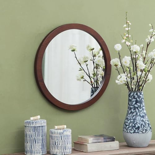LTSRLL 50cm Wooden Framed Round Mirror