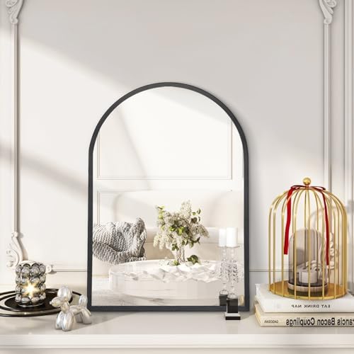 HLFMVWE Arch Bathroom Mirror 20x16 Black Metal Frame
