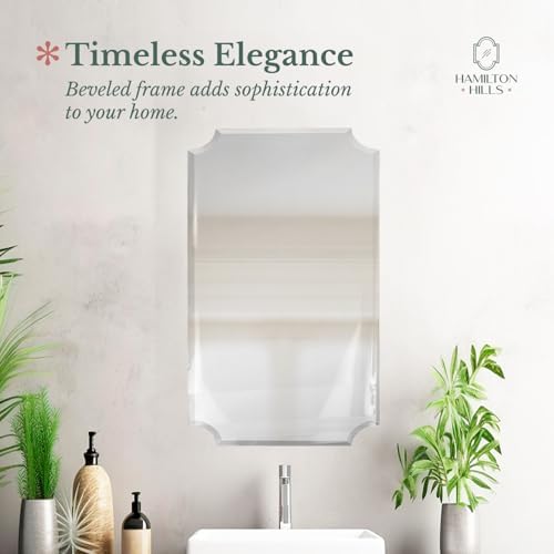 Hamilton Hills 24x36 Inch Scalloped Frameless Mirror