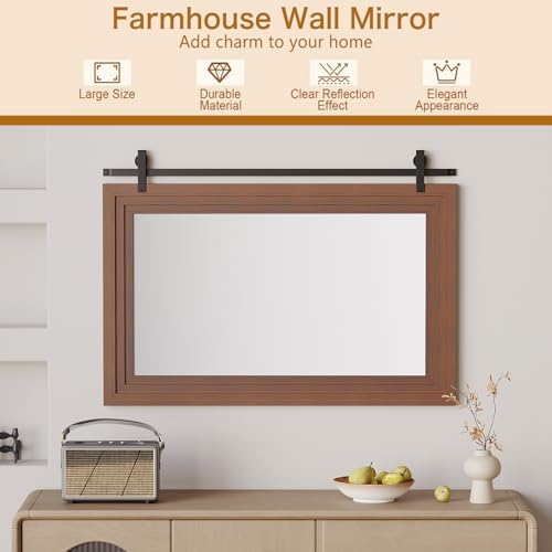 ALBAD Farmhouse Wall Mirror with Solid Wood Frame