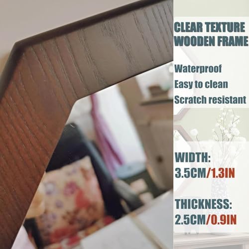 Wooden Framed Makeup Mirror - Round 492cm Wall Decor