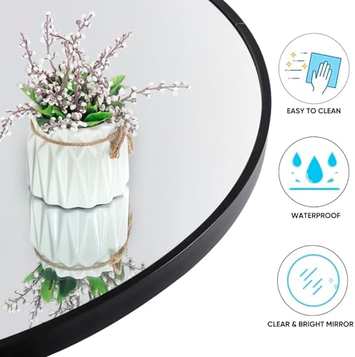 Zeny 18 Inch Round Wall Mirror with Black Frame 1