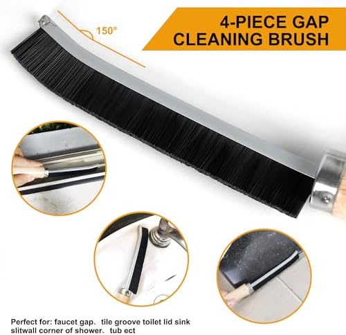 METSHOW 4Pcs Wooden Handle Crevice Cleaning Brush Set