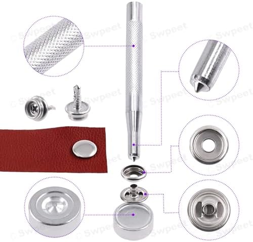 Swpeet 62Pcs Canvas Snap Fastener Kit for Boat Covers
