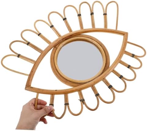 GOOHOCHY Boho Rattan Wall Mirror with Unique Eye Shape