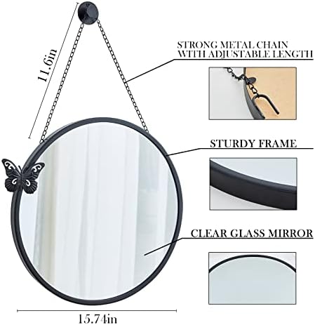 Mxfurhawa Round Wall Mirror 1574 Inch Gold Frame with Chain