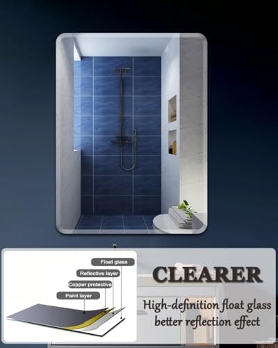 Frameless Bathroom Mirror with Beveled Edges 50x60cm