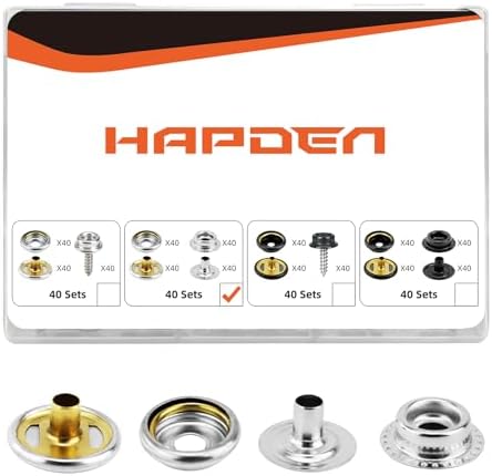 HAPDEN 160 pcs Snap Fasteners Kit 15mm Stainless Steel
