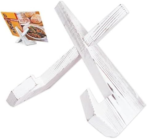 Large White Wooden Cookbook Stand for Kitchen 1