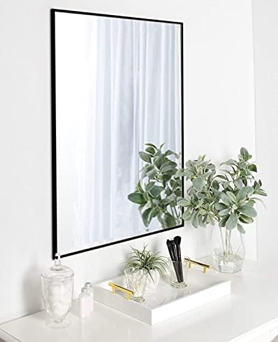 Large Rectangular Bathroom Mirror With Wooden Frame 40X24 Black