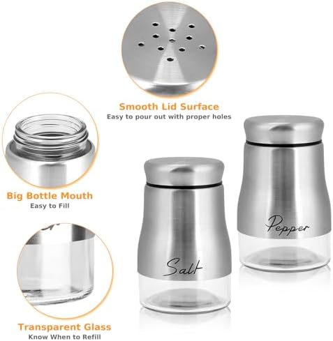 Accmor 5oz Salt Pepper Shakers Set with Glass Bottom