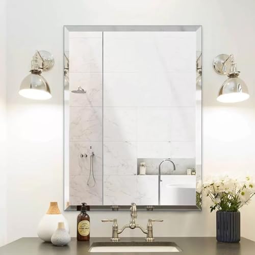 Frameless Mirror 20x26in Shatterproof for Bathroom Vanity