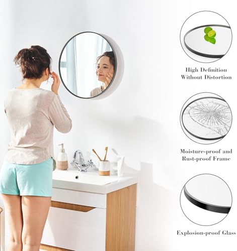 Round Wall Mirror with Brushed Aluminum Frame 1