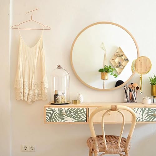 LXP Round Makeup Mirror with Wooden Frame 40cm