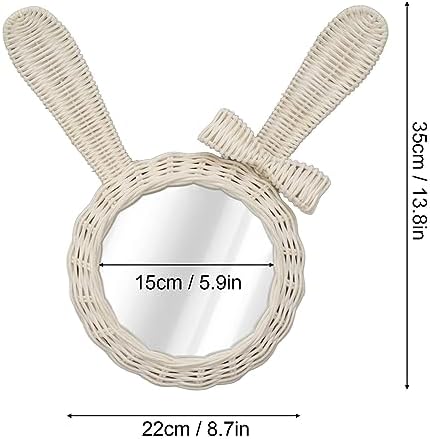 TITA-DONG Woven Wall Mirror Rabbit Shape Retro Decor