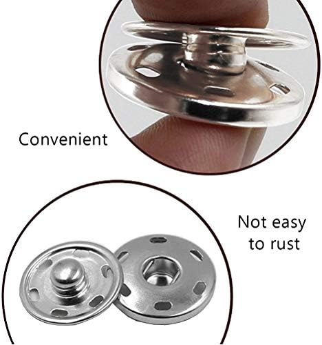50 Sets Metal Snaps Fasteners for Sewing Silver