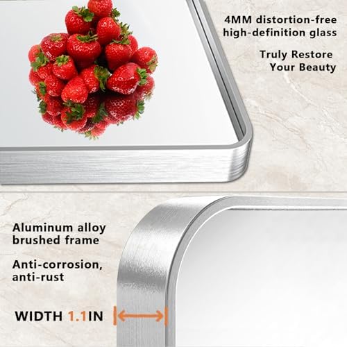 Cenhadam 12x16in Silver Frame Bathroom Mirror for Wall-Mounted Vanity