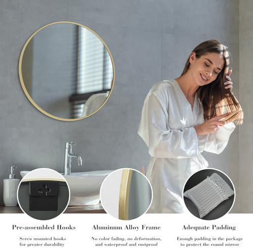 Brushed Aluminum Vanity Mirror with Shatterproof Glass