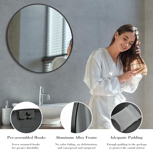Simple Deluxe Gold 20 Inch Round Mirror