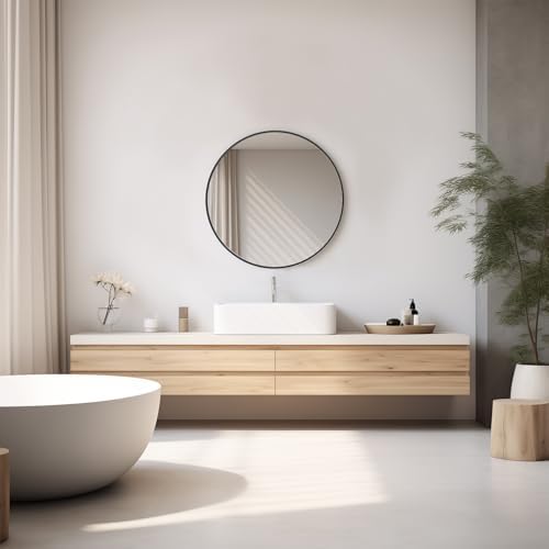 Round Wall Mirror with Brushed Aluminum Frame 1
