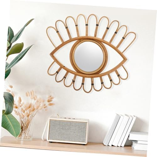 PRETYZOOM Woven Rattan Wall Mirror for Bedroom and Entryway