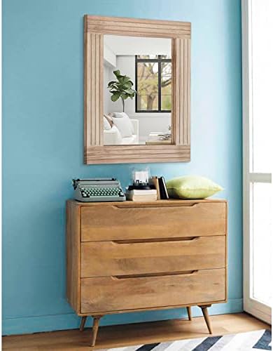 Retro Wooden Wall Mirror 20x16 Inches