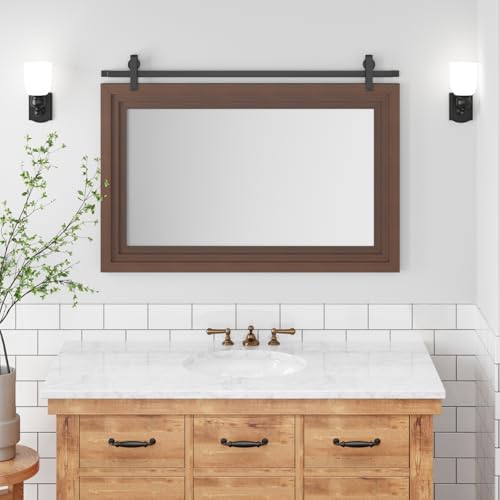 ALBAD Farmhouse Wall Mirror with Solid Wood Frame