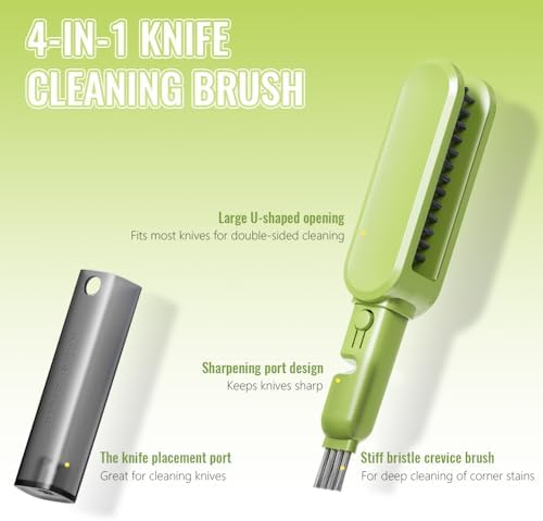 Dayinkes Knife Cleaner Blade Brush with Sharpener