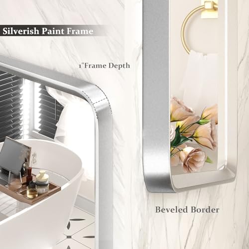 GOLOMO 40x30 Silver Bathroom Mirror with Beveled Border