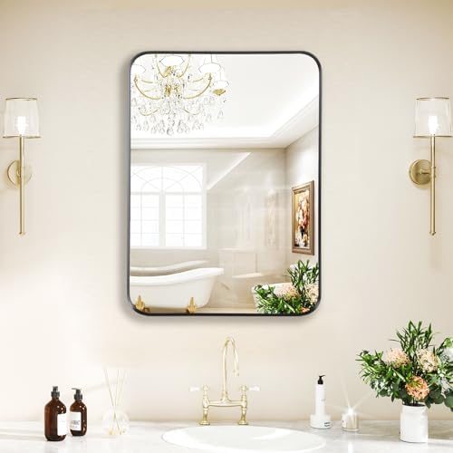 22x30 Aluminum Alloy Bathroom Mirror with Black Frame