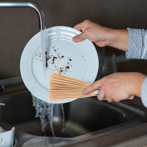 Bamboo Wok Brush with Wood Handle for Cast Iron Pots and Pans