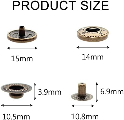 24 Sets Heavy Duty Leather Snaps Kit with 4 Tools