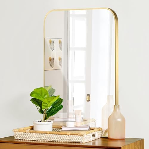 FARMER Gold 20x28 Inch Bathroom Mirror with Rounded Corners