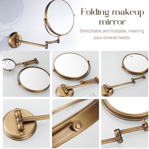Wall Mounted Makeup Mirror with Folding Arm and 3X Magnification