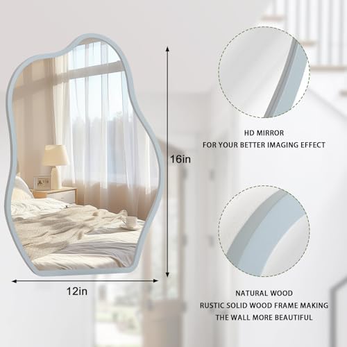 Asymmetrical Wooden Wall Mirror 16x12