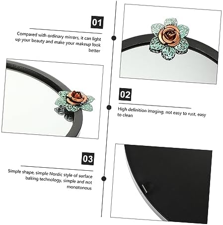 Unomor Nordic Wall Mounted Iron Mirror with Floral Design