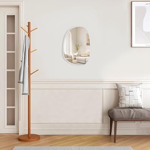 Asymmetrical Wall Mirror with White Wooden Frame