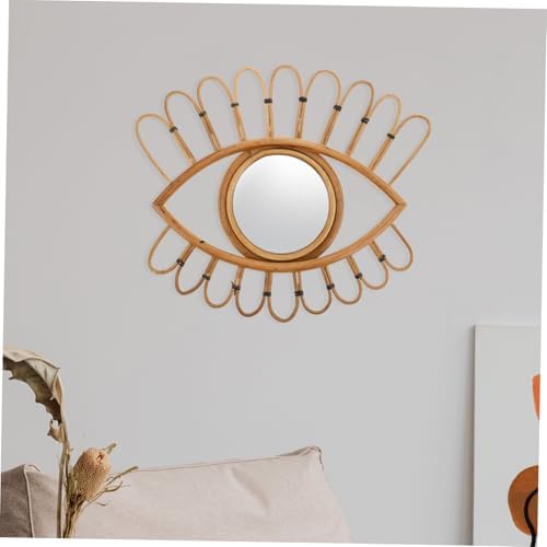 PRETYZOOM Woven Rattan Wall Mirror for Bedroom and Entryway