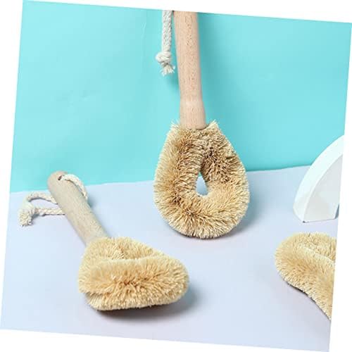 Healifty 2pcs Long Handle Bamboo Kitchen Scrub Brush