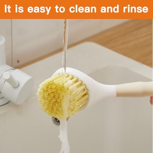 2 Pack Wok Brush and Cast Iron Brush for Kitchen Cleaning Khaki