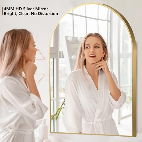 JENBELY 16x24 Arched Gold Mirror