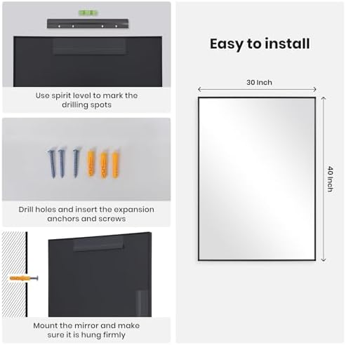 Melodieux Wall Vanity Mirror 30x40 Black 1