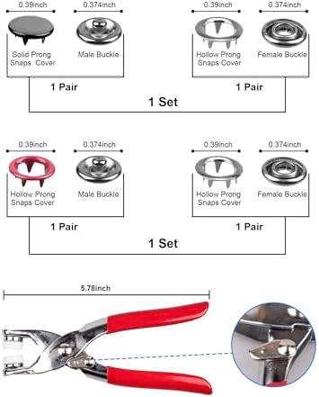 200 Sets Metal Snap Buttons with Pliers Tool Kit