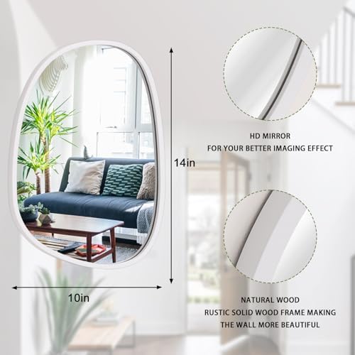 Asymmetrical Wall Mirror with White Wooden Frame