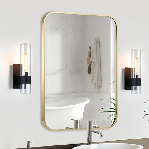 Brushed Gold Mirror 16x20 Inch Aluminum Frame
