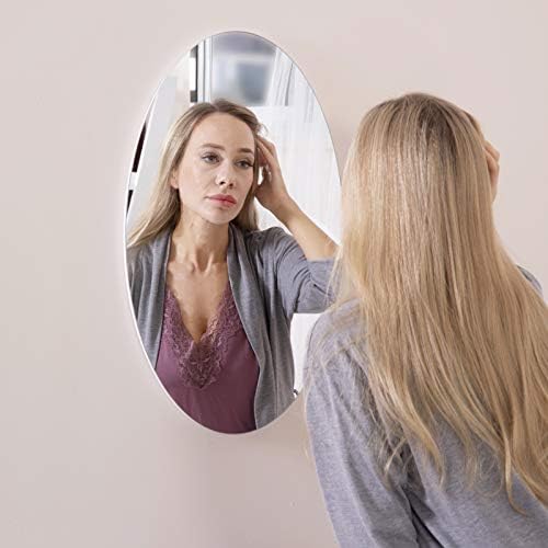 25 Inch Frameless Beveled Oval Bathroom Mirror