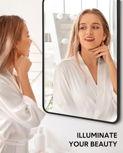 IDEALHOUSE 48x30 Inch HD Matte Black Wall Mirror
